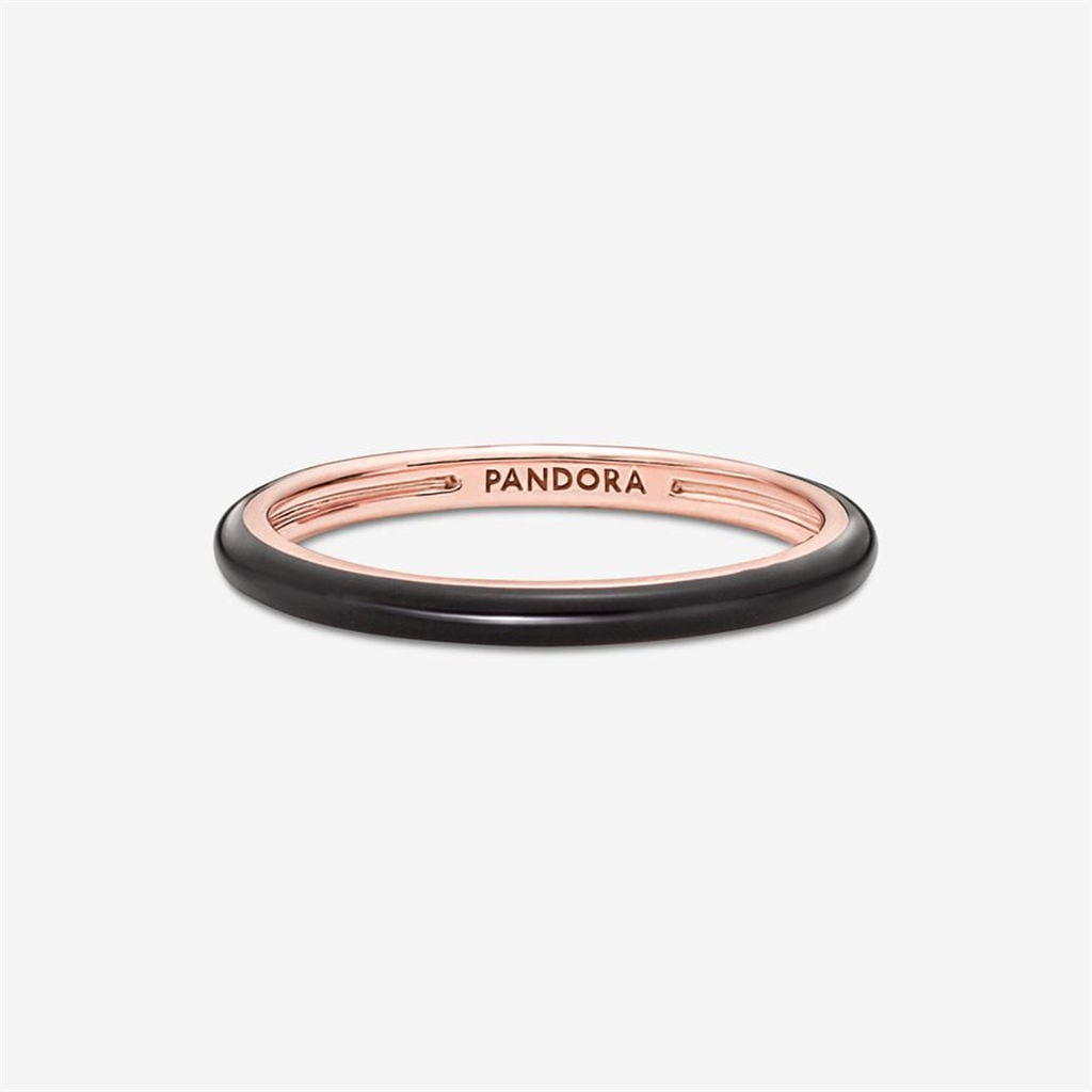 Pandora ME Black Enamel Stackable Ring Size 7.5