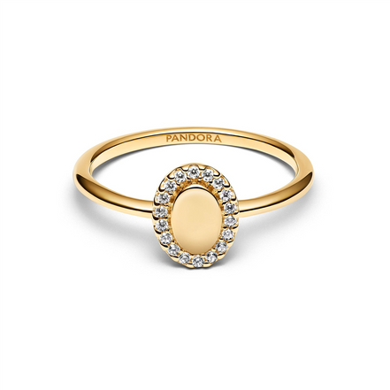 Pandora Timeless Engravable Oval Halo Ring Size 6