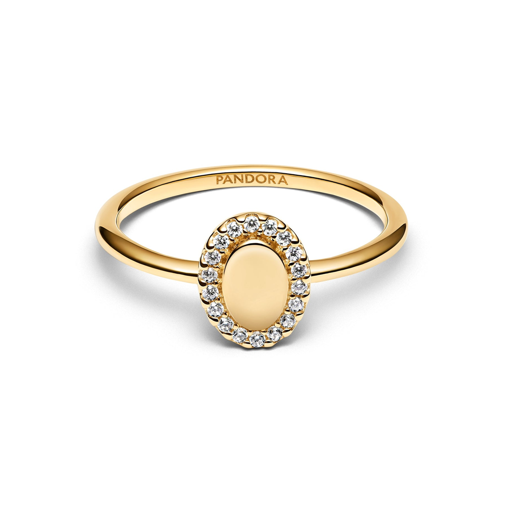 Pandora Timeless Engravable Oval Halo Ring Size 6