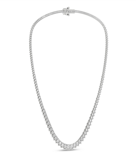 Revelation 14K White Gold And Graduated 10 CTW Lab Grown Diamond Tennis Necklace