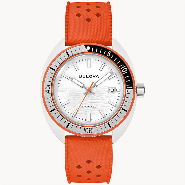 Bulova Snorkel Clownfish White Dial Oranage Rubber Strap Watch