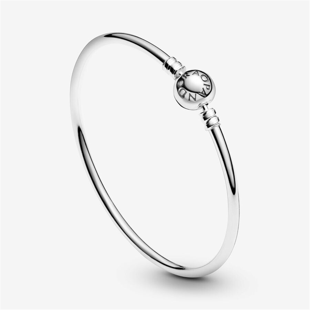 Pandora Moments Silver Bangle Charm Bracelet Size 21
