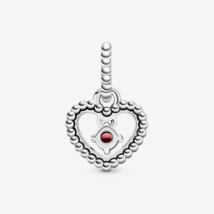 Pandora Moments July Blazing Red Beaded Heart Dangle Charm