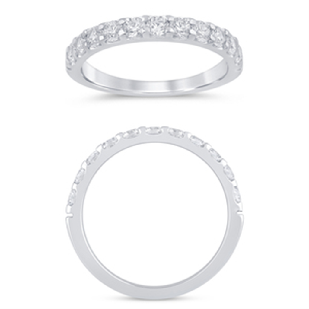 14K White Gold 0.75 CTW Diamond Low Profile Half Eternity Band