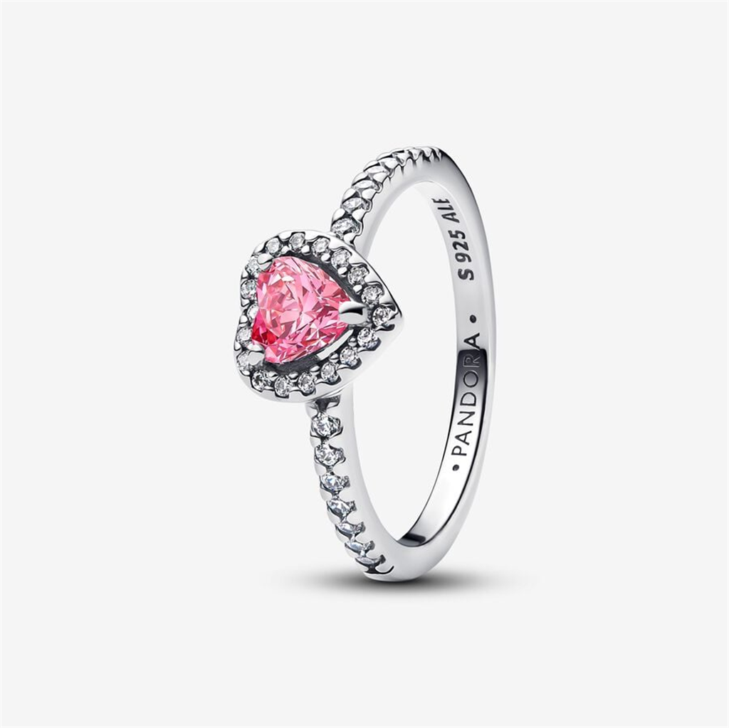 Pandora Timeless Elevated Pink Heart Ring Size 8.5