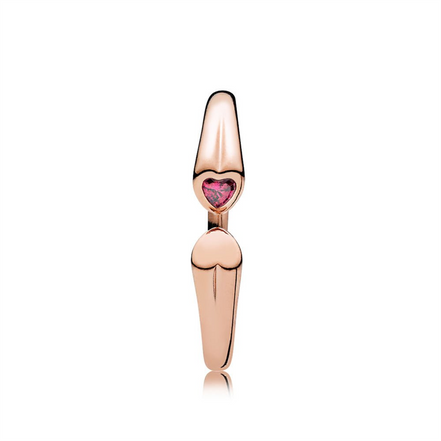 Pandora Rose Two Hearts Open Ring Size 7