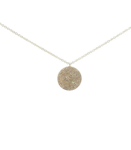 14K Yellow Gold Round Cluster Diamond Necklace