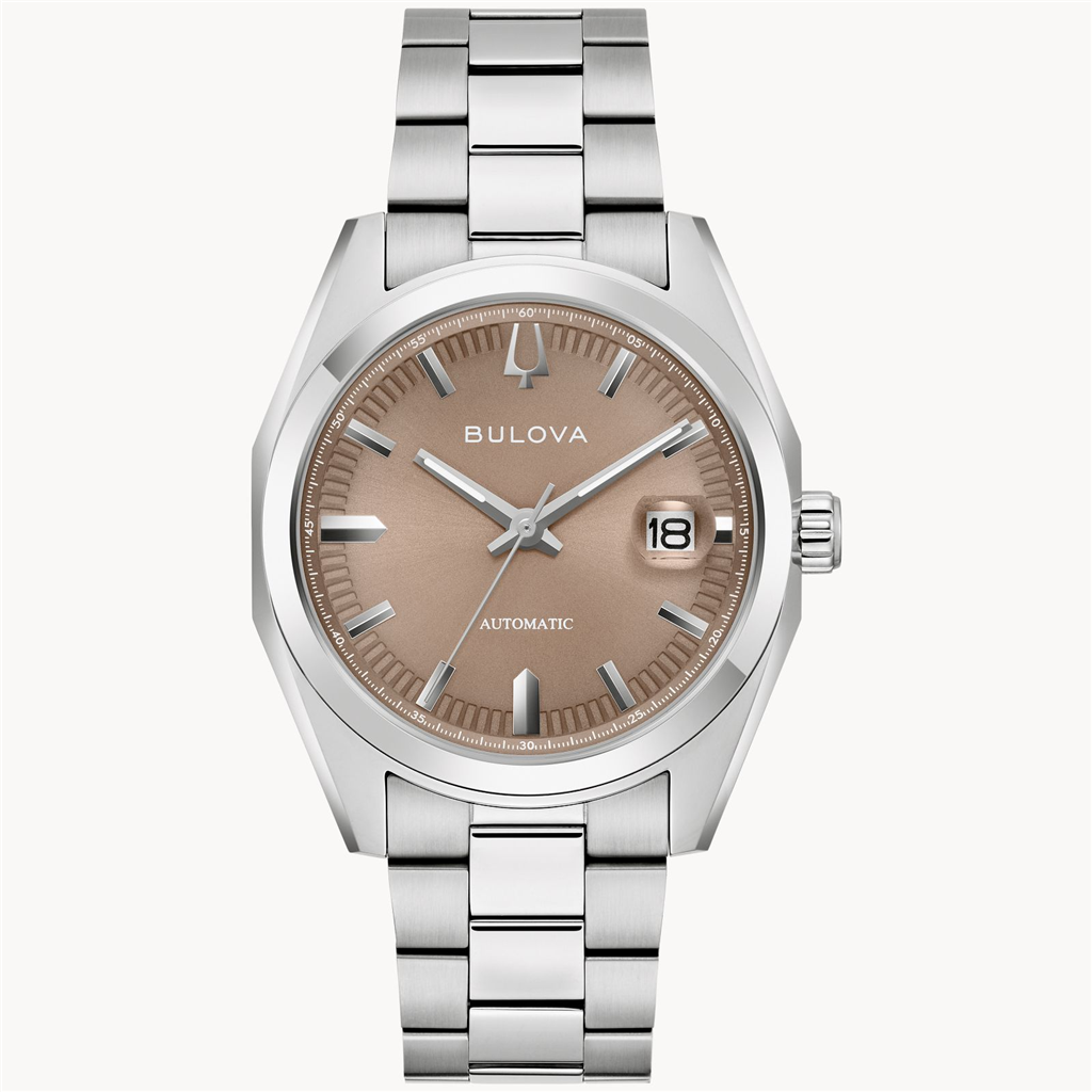Bulova Men's Surveyor Automatic Stainless Steel Watch With Brown Dial
