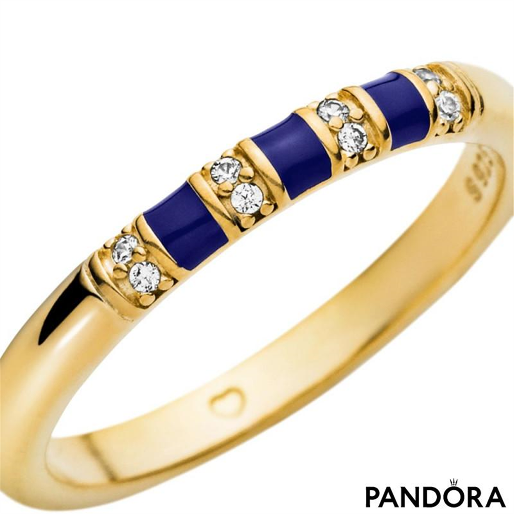 Pandora Timeless Exotic Stripes And Stones Ring Size 6