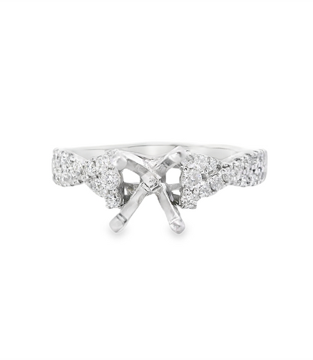 14K White Gold And 0.50 CTW Diamond Twist Semi-Mount Engagement Ring