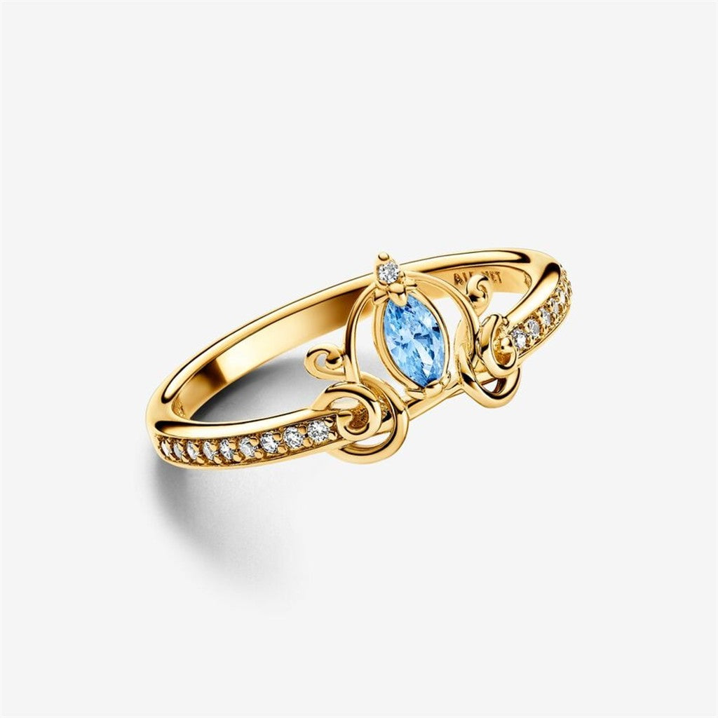 Pandora Disney Cinderella's Carriage Gold Plated Ring Size 7.5