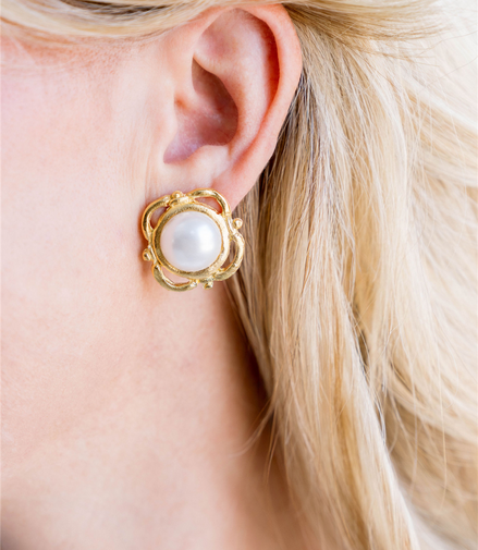 Susan Shaw Pearl Scroll Studs