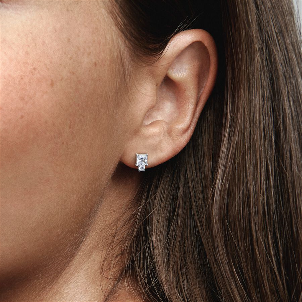 Pandora Timeless Sparkling Round & Square Earrings