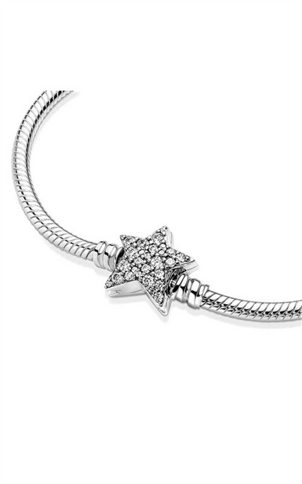 Asymmetric Star Clasp Snake Chain Bracelet Size 17