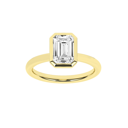 Revelation 14K Yellow Gold Bezeled Emerald Cut Lab Grown Diamond Engagement Ring