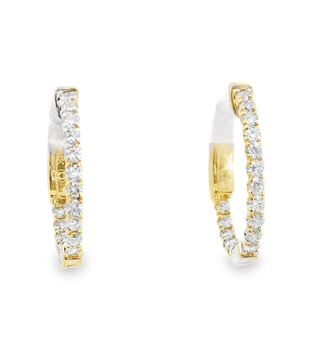 14K Yellow Gold And Diamond Hoop Earrings