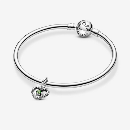 Pandora Moments August Spring Green Beaded Heart Dangle Charm