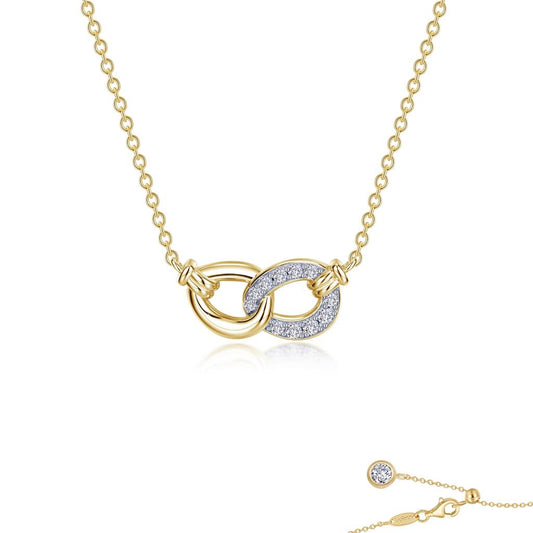 Lafonn Gold Plated Simulated Diamond Interlocking Circles Necklace