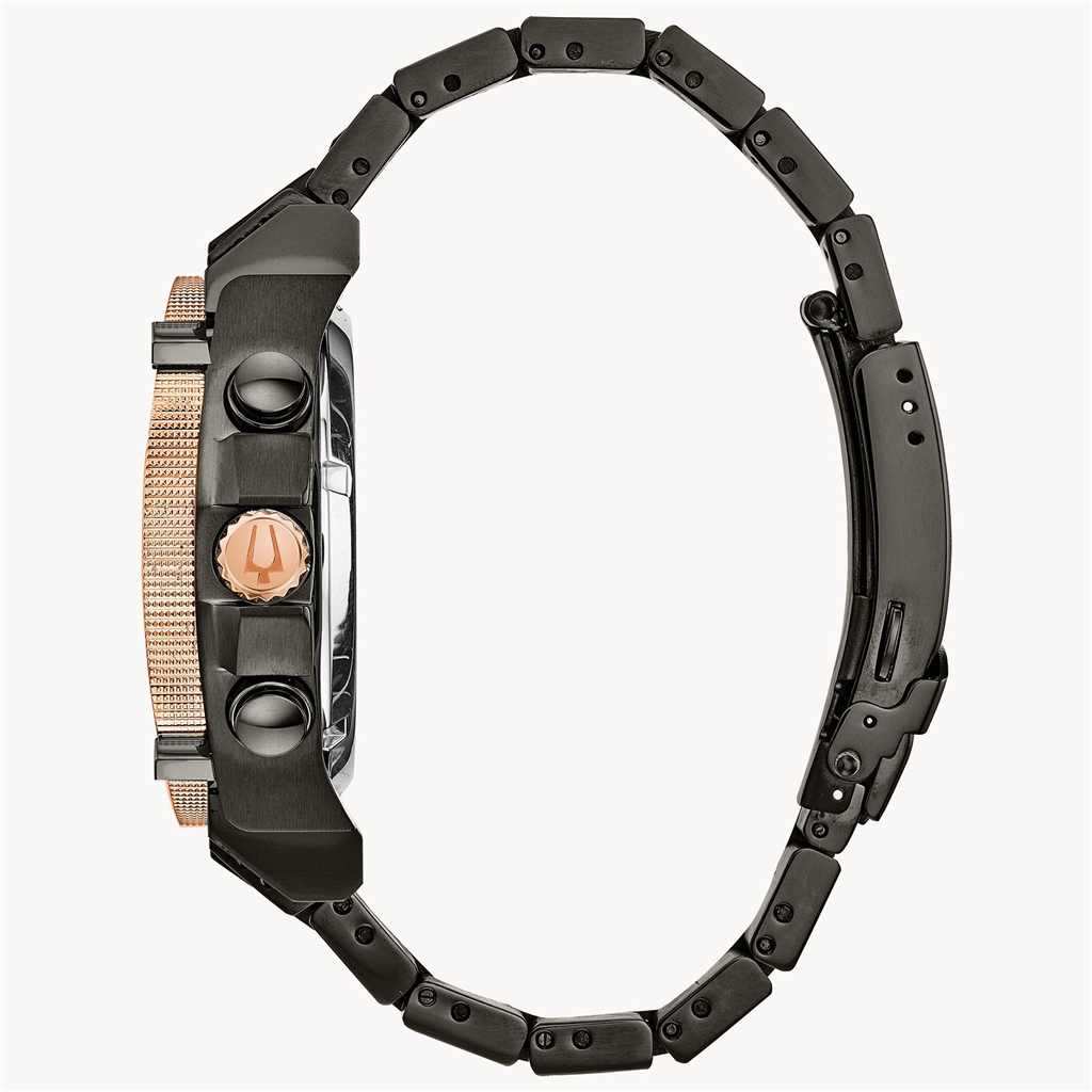 Bulova Men's Icon Precisionist Rose Gold Tone Black Diamond Dial Watch