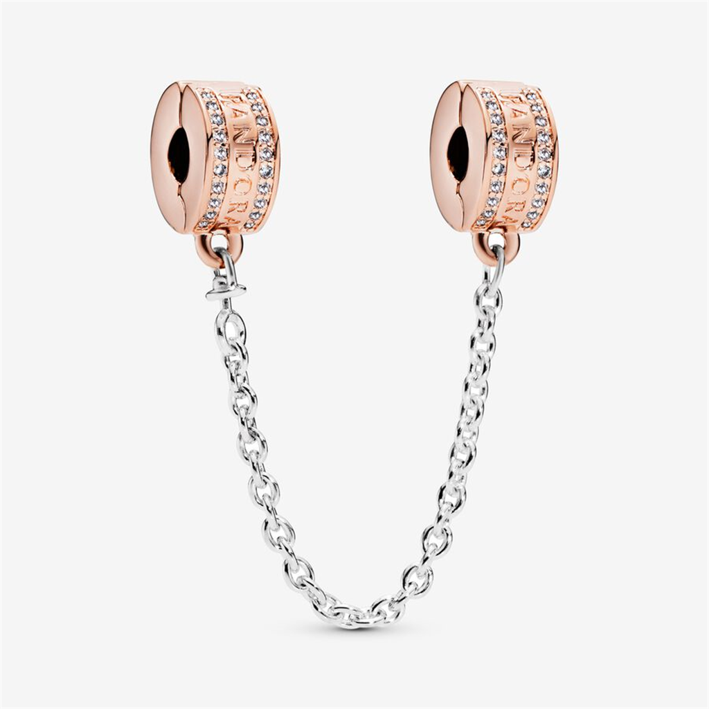 Pandora Moments 14K Rose Gold-Plated Logo Safety Chain