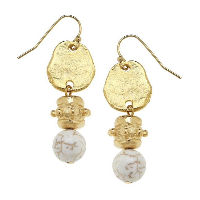 Susan Shaw White Turquoise Bentley Dangle Earrings