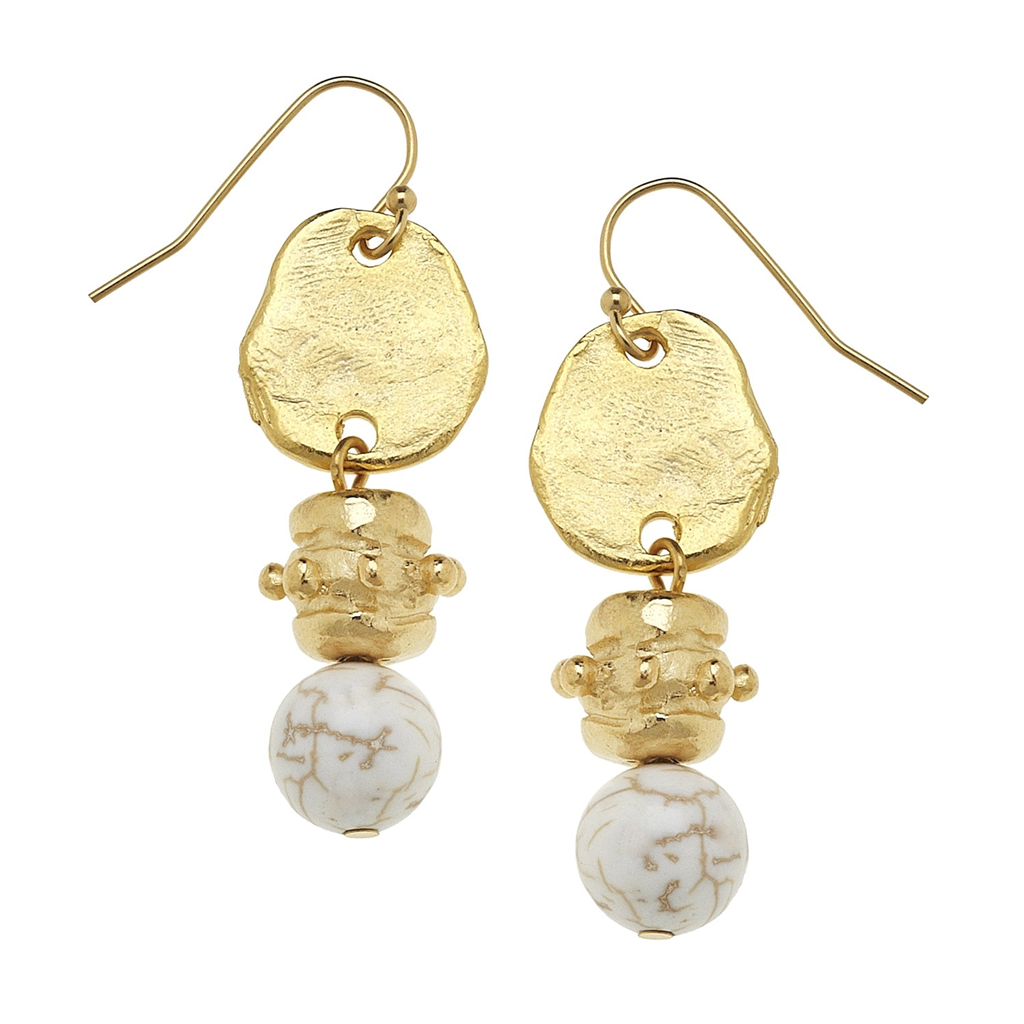 Susan Shaw White Turquoise Bentley Dangle Earrings