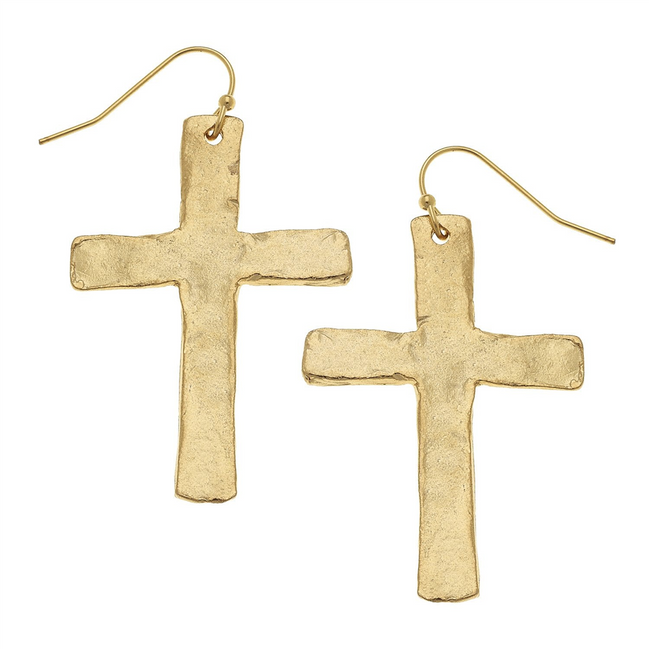Susan Shaw Triple Plated 24K Gold Cross Earrings
