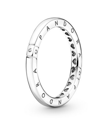 Pandora Signature Logo And Hearts Ring Size 6