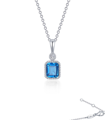 Lafonn 0.88 CTW Simulated Diamond and Blue Topaz December Birthstone Necklace