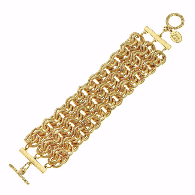 Susan Shaw Triple Strand Double Link Chain Bracelet