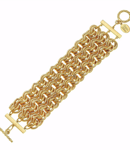 Susan Shaw Triple Strand Double Link Chain Bracelet