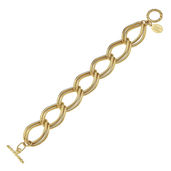 Susan Shaw Textured Double Link Chain Bracelet