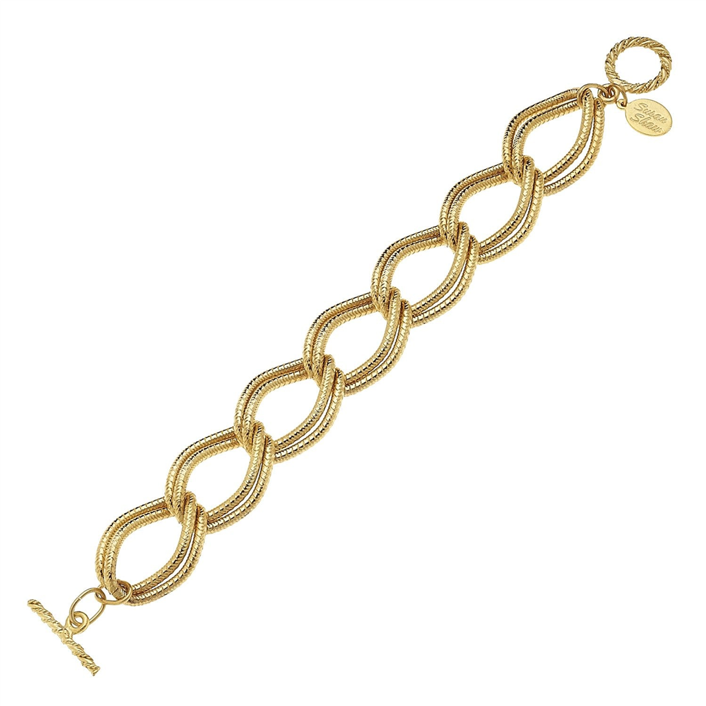 Susan Shaw Textured Double Link Chain Bracelet