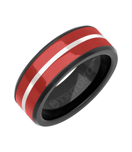 Triton Red Ceramic And Tungsten Carbide Ring