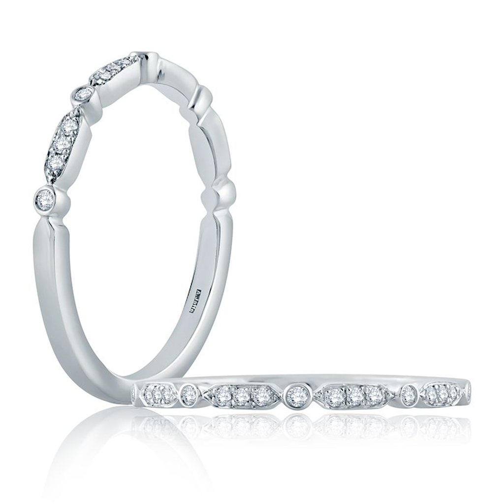 A.JAFFE 14K White Gold Diamond Wedding Band