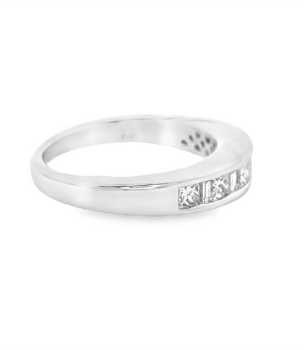 14K White Gold 0.55 CTW Princess And Baguette Diamond Band