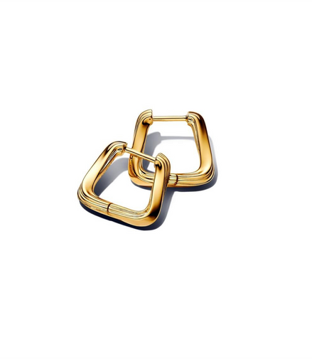 Pandora 14K Yellow Gold Twisted Triangle Small Hoop Earrings