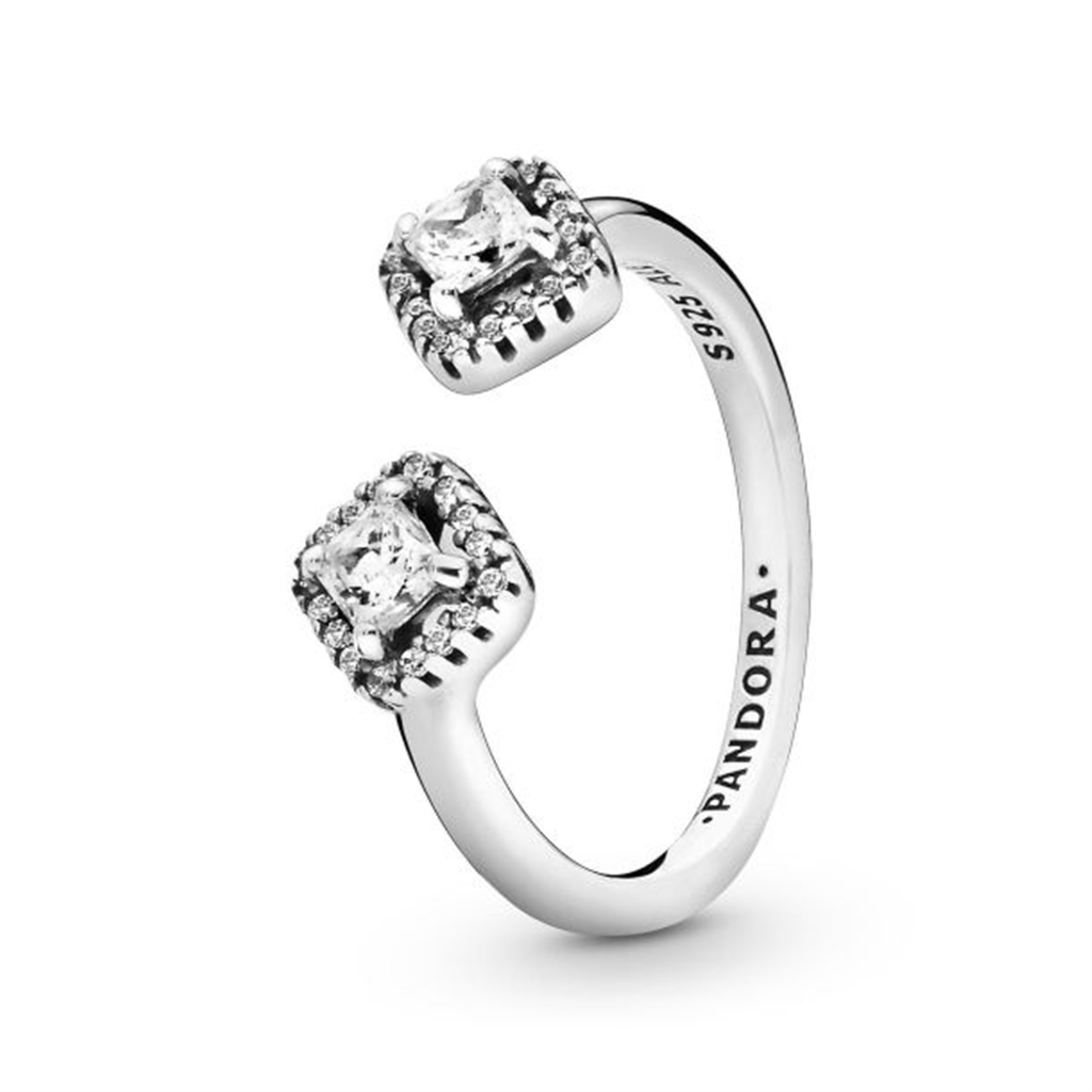 Pandora Timeless Square Sparkle Open Ring Size 7
