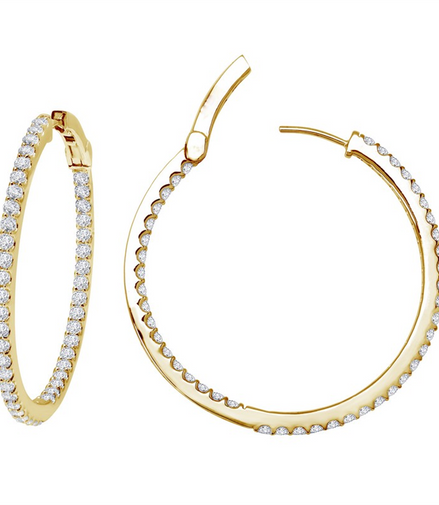 Lafonn 3.48 CTW Simulated Diamond 45 mm Round Inside/Out Hoop Earrings