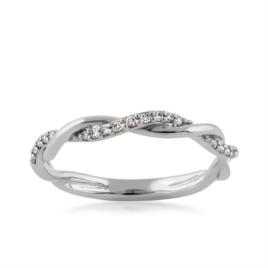 Ladies White Gold And Diamond Stackable Band