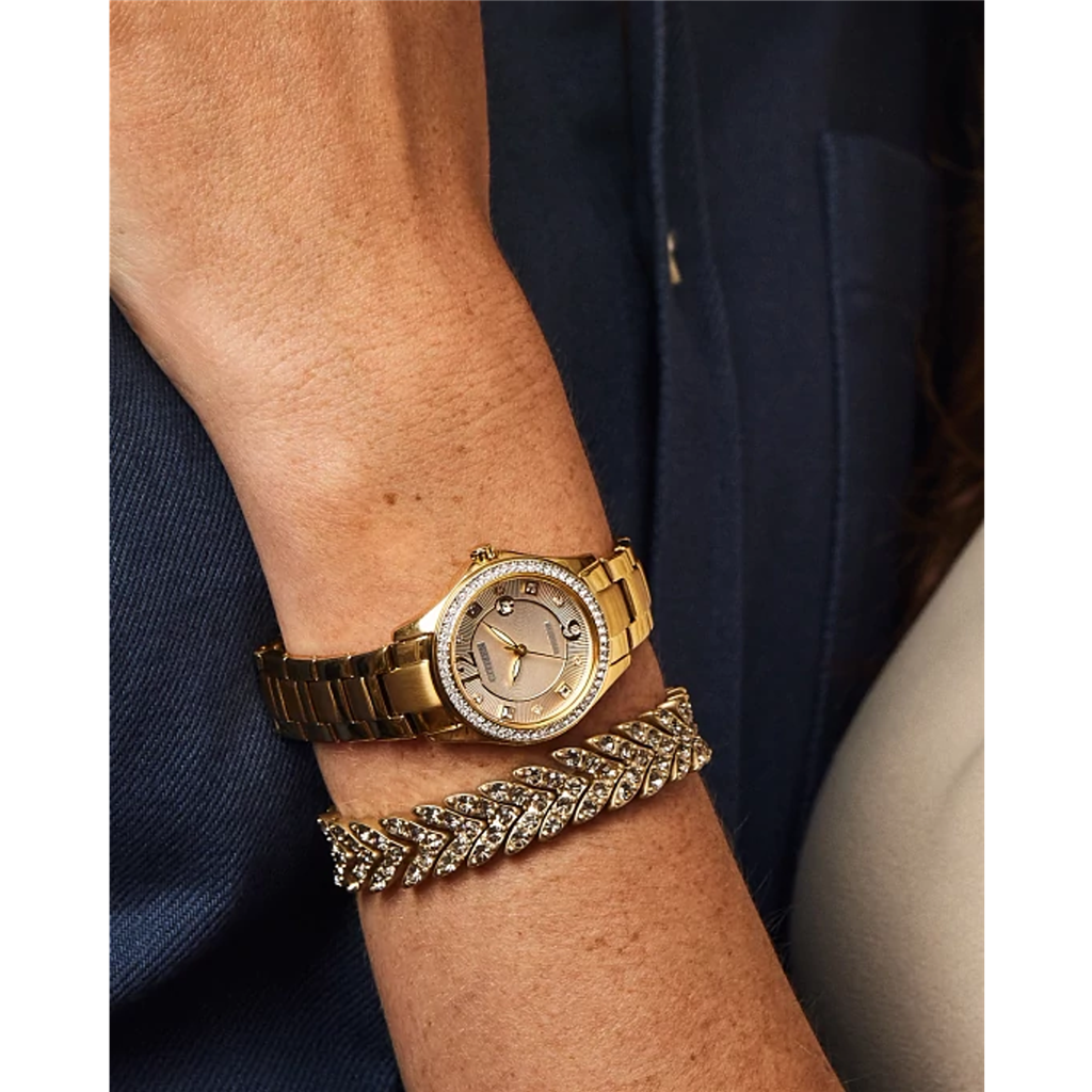 Citizen Ladies' Eco-Drive Crystal Champagne Dial Gold-Tone Watch