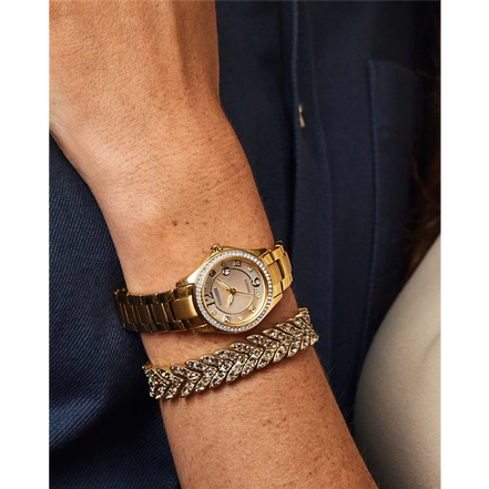Citizen Ladies' Eco-Drive Crystal Champagne Dial Gold-Tone Watch