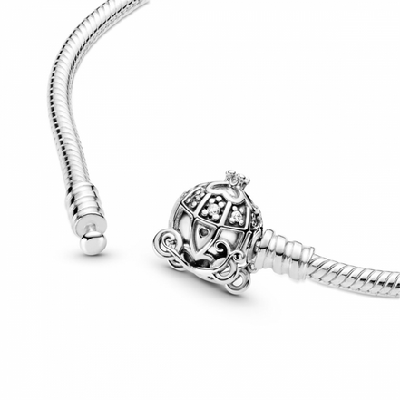 Disney Cinderella Pumpkin Coach Clasp Pandora Moments Bracelet Size 19
