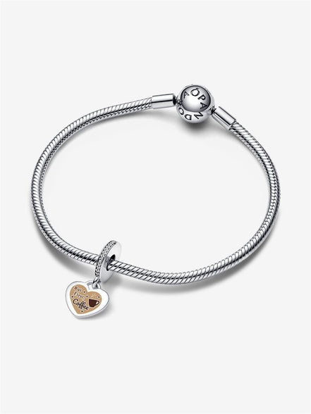 But First Coffee Engravable Heart Dangle Charm