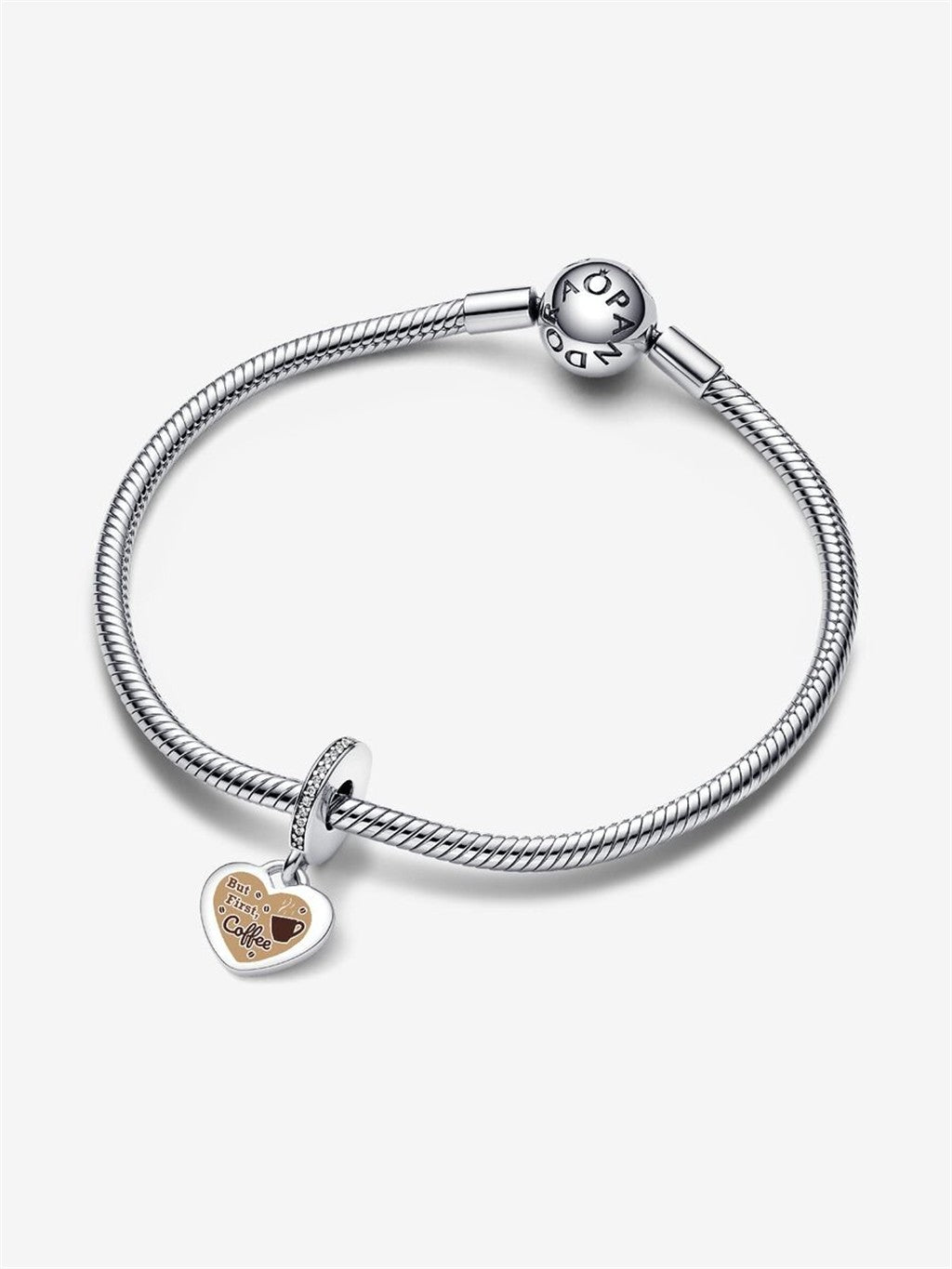 But First Coffee Engravable Heart Dangle Charm