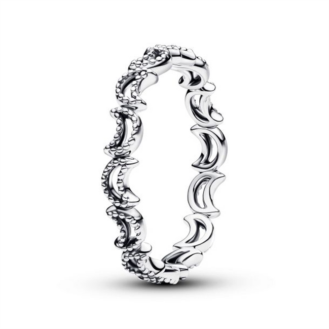 Pandora Beaded Crescent Moon Ring Size 54