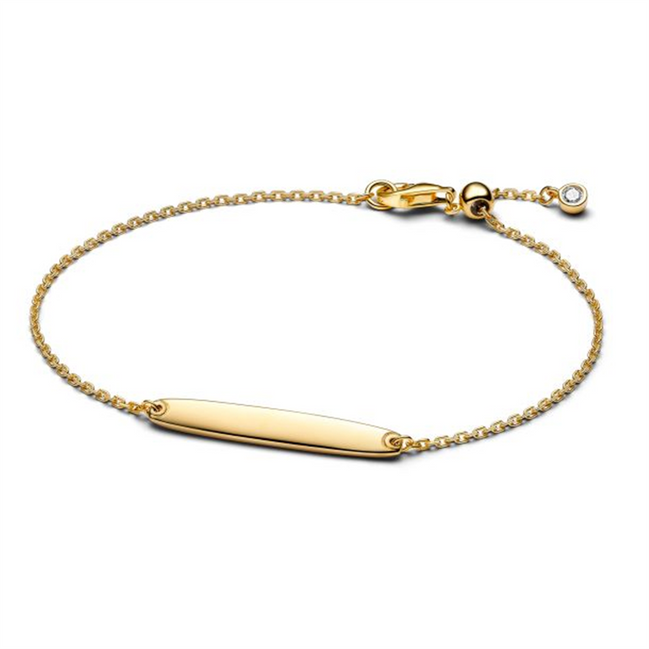 Pandora Engravable Bar Gold-Plated Chain Bracelet Size 18