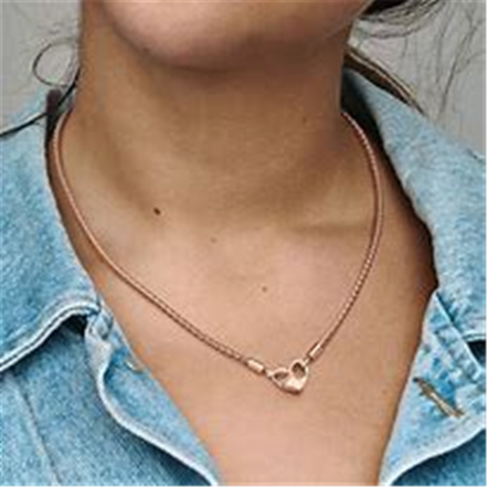 Pandora Moments Rose Heart Clasp Studded Chain Necklace 45 cm