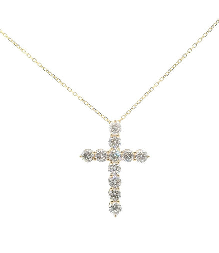 14K Yellow Gold 1 CTW Lab Grown Diamond Cross Pendant Necklace