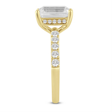 14k Yellow Gold 4.5 CTW Emerald Cut Lab Grown Diamond Semi-Mount Ring